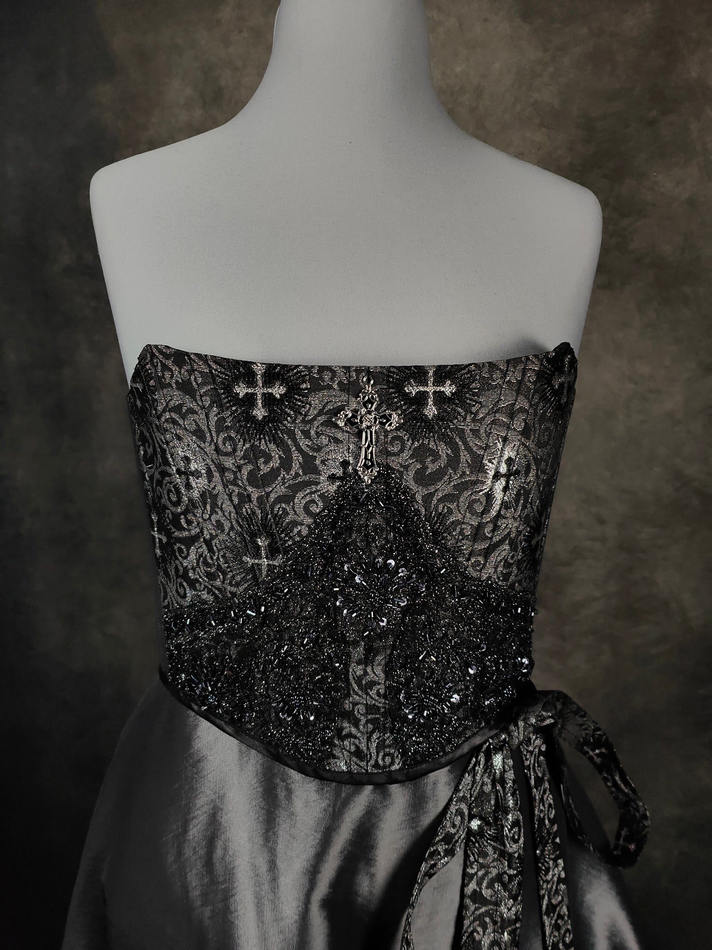 "Silbernacht" Halbbrust-Corsage (S/S 2023) Unikat Gr.34-36