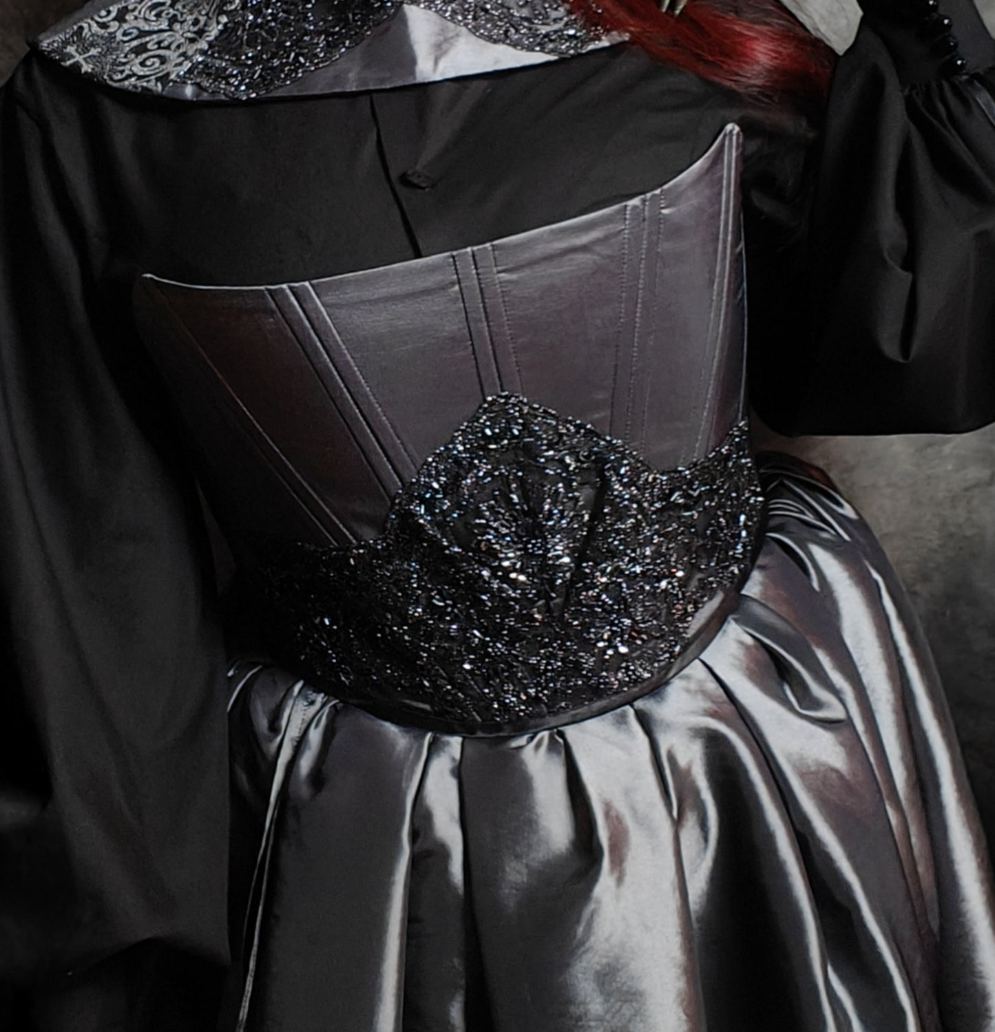 "Silbernacht" Halbbrust-Corsage (S/S 2023) Unikat Gr.50-52