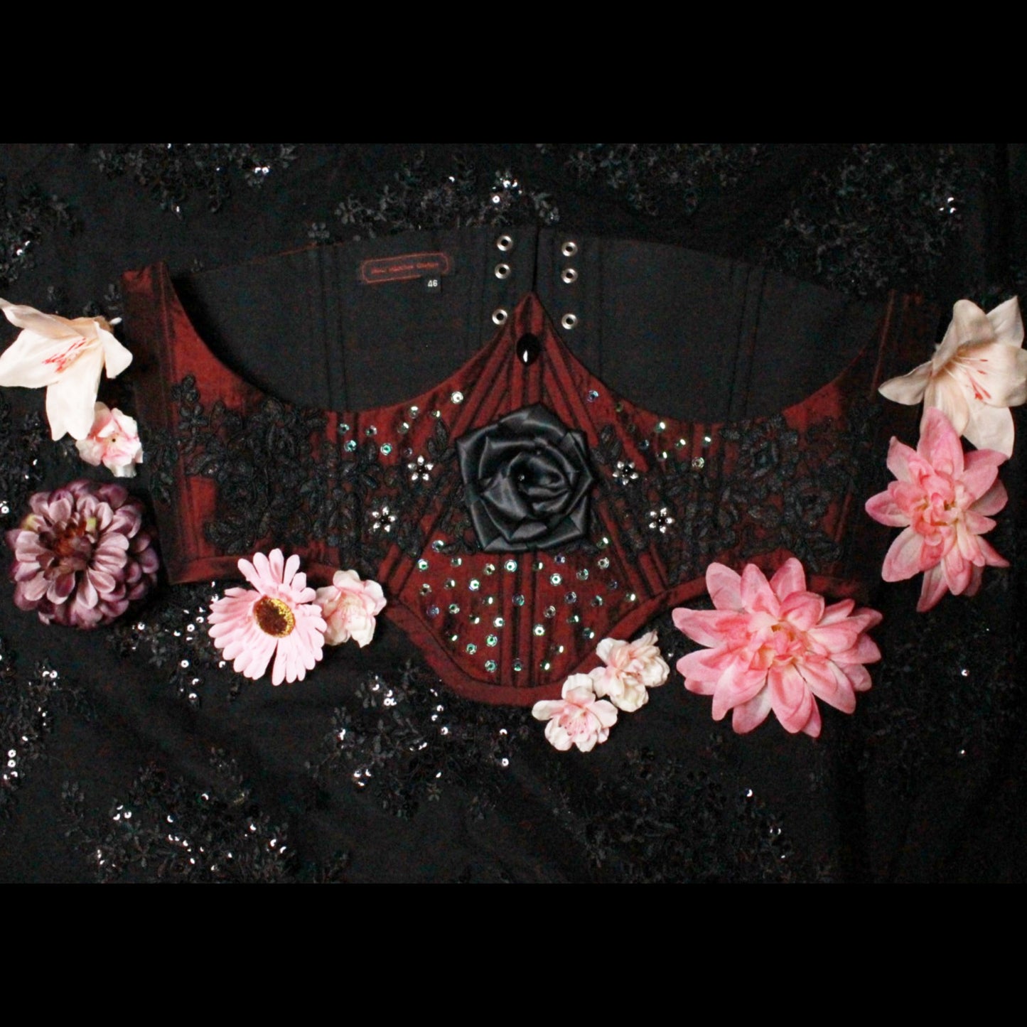 "Black Rose" Unterbrust-Corsage (S/S 2023) Unikat Gr. 46