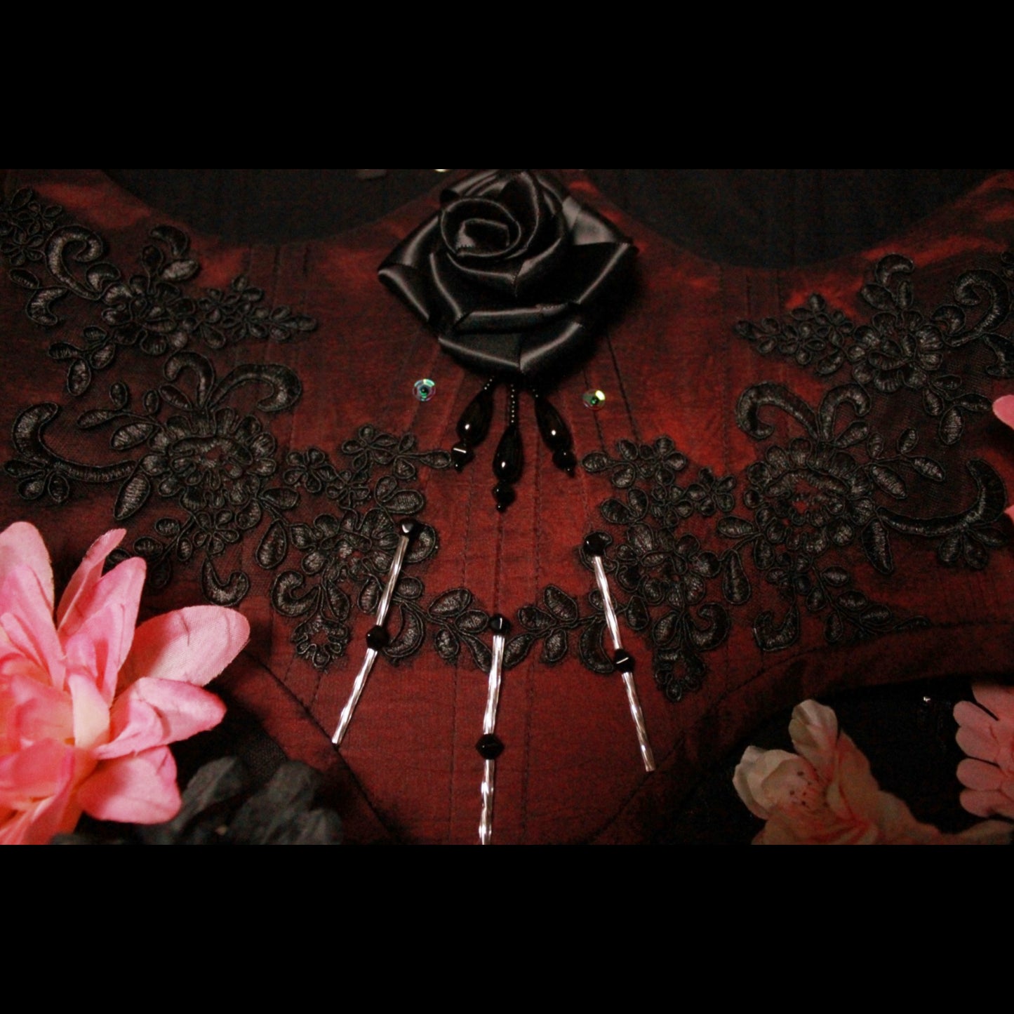 "Black Rose" Unterbrust-Corsage (S/S 2023) Unikat Gr. 36-38