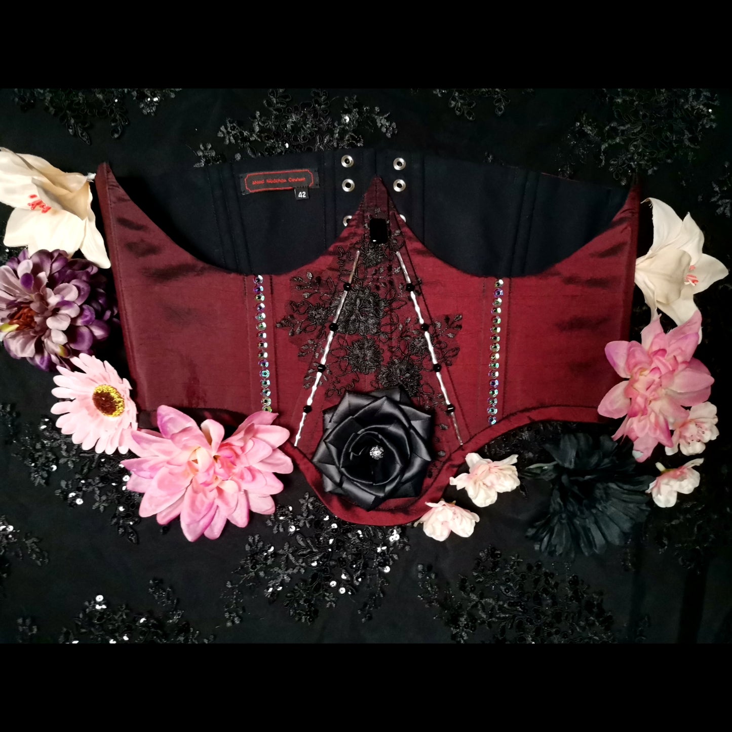 "Black Rose" Unterbrust-Corsage (S/S 2023) Unikat Gr. 42