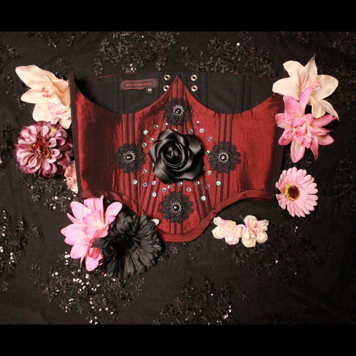 "Black Rose" Unterbrust-Corsage (S/S 2023) Unikat Gr. 34