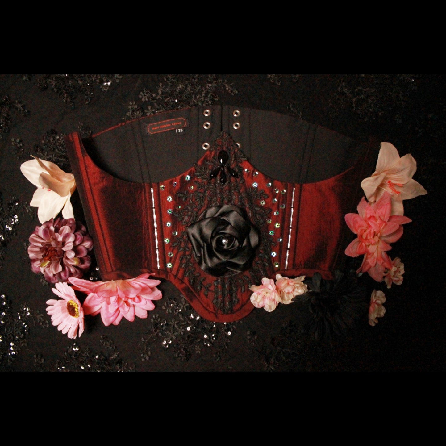 "Black Rose" Unterbrust-Corsage (S/S 2023) Unikat Gr. 38