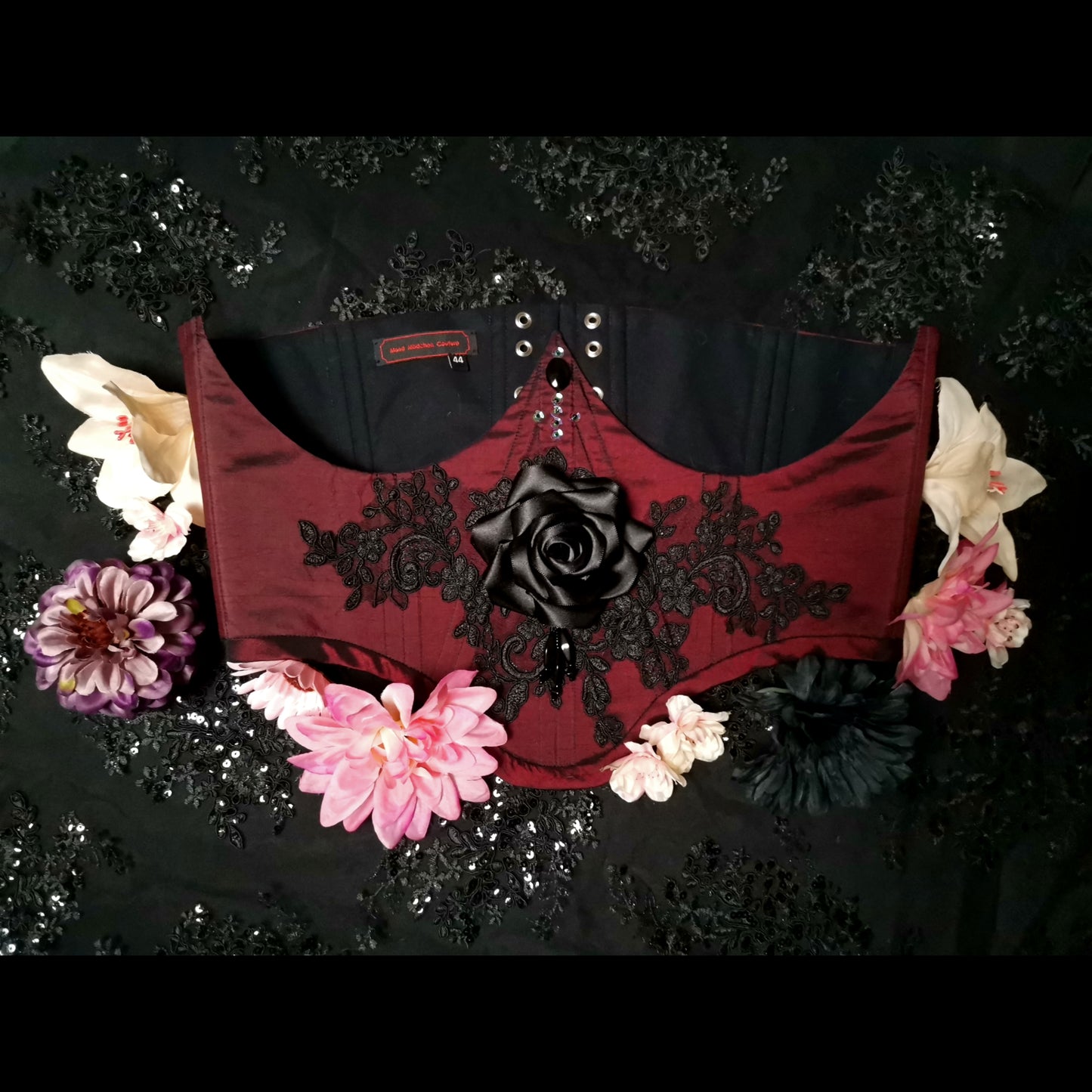 Unterbrust-Corsage "Black Rose" (S/S 2023) Unikat Gr.44