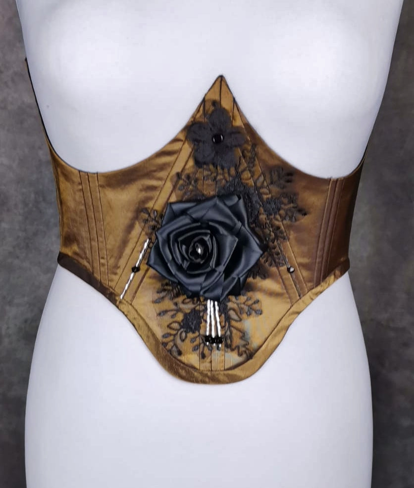 "Black Rose" Unterbrust-Corsage (S/S 2023) Unikat Gr. 46
